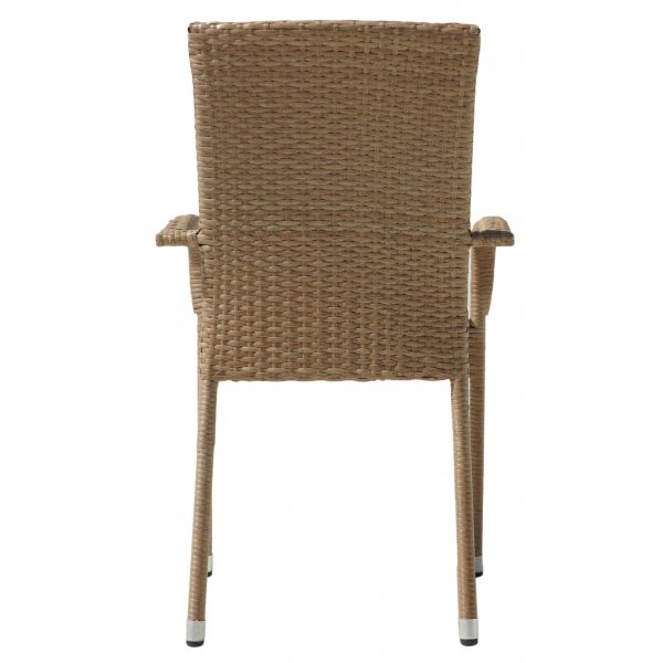 Majken pinottava ulkotuoli tyynyllä - Luonnonvärinen synteettinen rottinki beigellä istuintyynyllä + Puhdistussuihke ulkokalusteisiin Majken pinottava ulkotuoli tyynyllä - Luonnonvärinen synteettinen rottinki beigellä istuintyynyllä + Puhdistussuihke ulkokalusteisiin