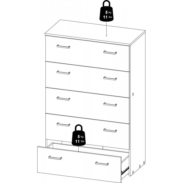 Space Byr� vit med 5 l�dor bredd 74 cm och 115 cm h�g