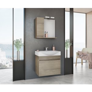 Läs mer om Möbelpaket Senso 65 - Träfärgat med spegelskåp