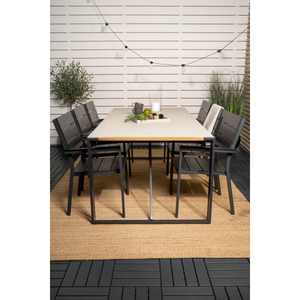 Tornsborg Matgrupp (200x100) - Svart/Grå - 6 Stolar Tornsborg Matgrupp (200x100) - Svart/Grå - 6 Stolar