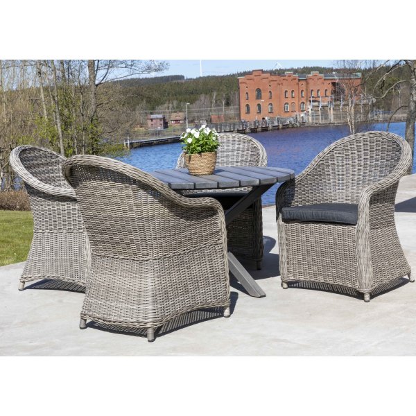 Oxford utematgrupp med 4 st f�t�ljer �112 cm - Gr� konstrotting