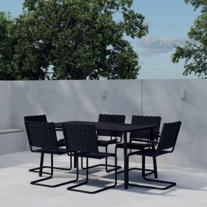 Holmsund Matgrupp Svart 6 stolar 150x90 cm