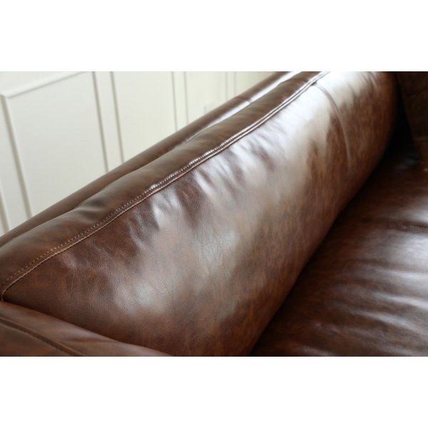 Soffa 3-sits brun vintage PU 198 cm - Heritage