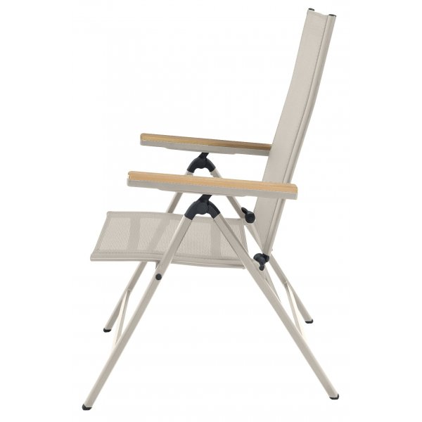 Svea Positionsstuhl beige Textilene mit Armlehnen in Eichenholz