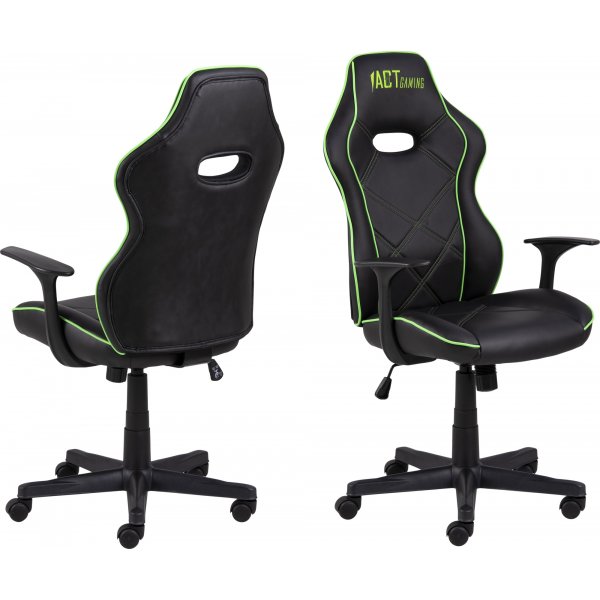 Vayne svart spelstol med gr�na detaljer