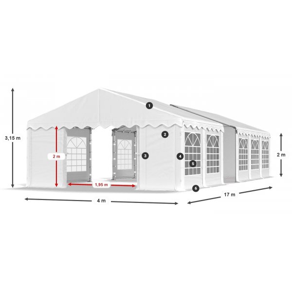 Partytelt Eco 1 i PE - 4 x 17 m Partytelt Eco 1 i PE - 4 x 17 m