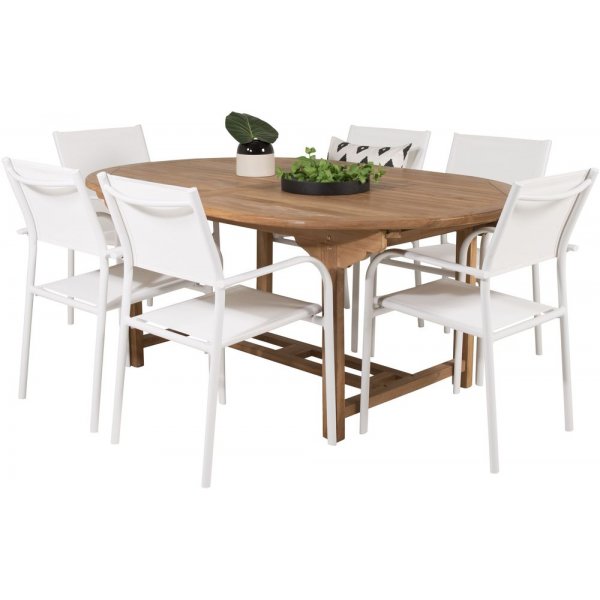 Bjuråker Spisegruppe (180x120) - Hvid/Natur - 6 Stole Bjuråker Spisegruppe (180x120) - Hvid/Natur - 6 Stole