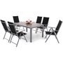 Matgrupp Capri 145 cm - silver/svart, inkl. 6 positionsstolar