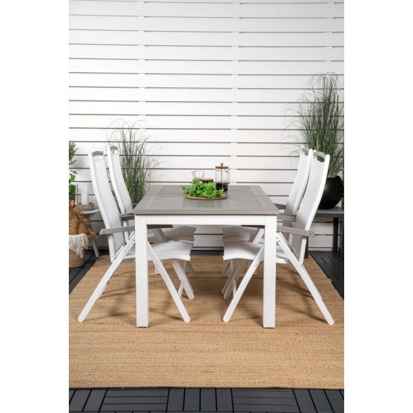 Ekens Matgrupp (160x90) - Vit/Gr - 4 Stolar