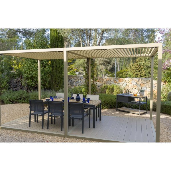 Udendørs spisebordssæt 6 stole teak aluminium - Lifestyle Garden Udendørs spisebordssæt 6 stole teak aluminium - Lifestyle Garden
