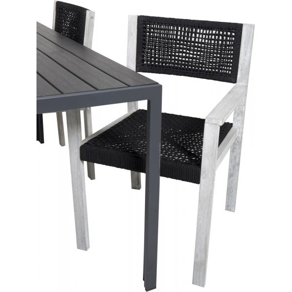 Ervalla Matgrupp (150x90) - Whitewash/Svart - 4 Stolar Ervalla Matgrupp (150x90) - Whitewash/Svart - 4 Stolar