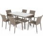 Matgrupp Sumba bord + 6 stolar - Beige melerad