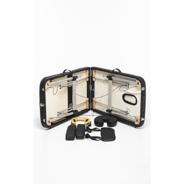 Massageb�nk med metallben - 3 zoner - Svart