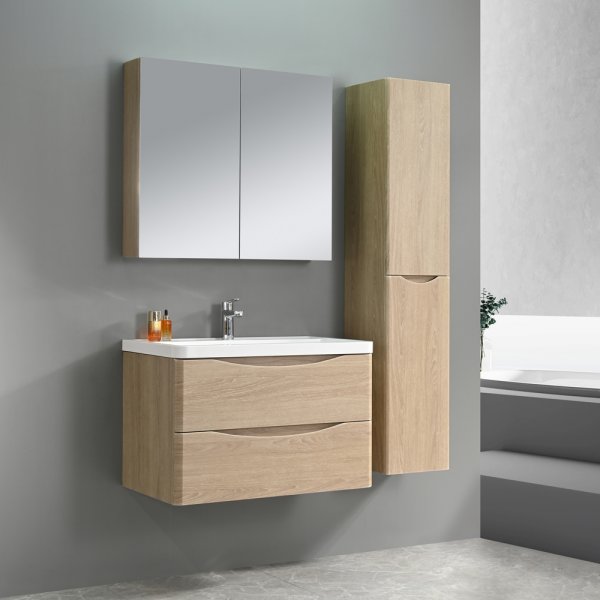 Badrumspaket - Sydney 80 cm | trä imitation | modern och med smart förvaring + Toalettpappershållare Badrumspaket - Sydney 80 cm | trä imitation | modern och med smart förvaring + Toalettpappershållare