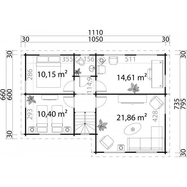 Sommerhus Emilia A XL - 80,7 m² Sommerhus Emilia A XL - 80,7 m²