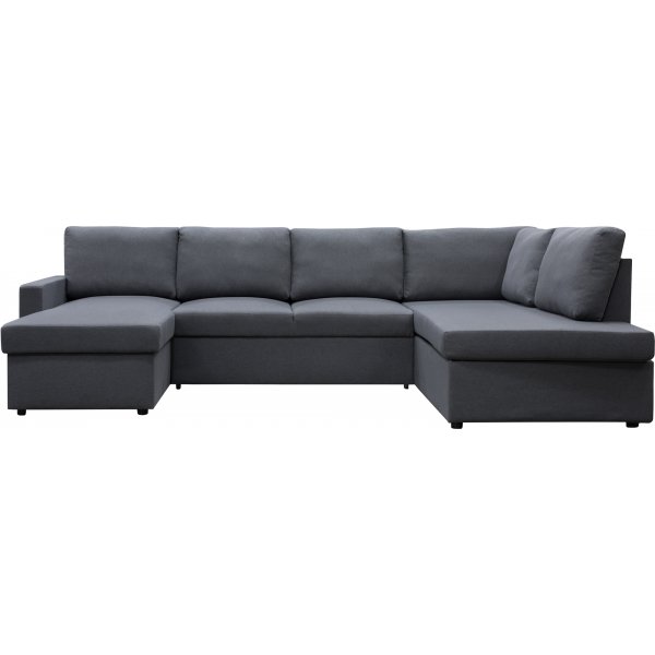 U-soffa b�ddsoffa T�rn� med f�rvaring - 304 cm - m�rkgr�
