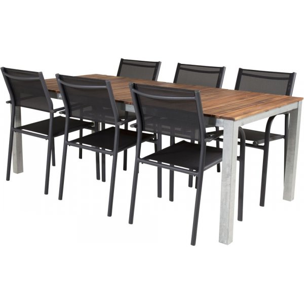Salstad Spisegruppe (200x100) – Sort/Natur - 6 Stole Salstad Spisegruppe (200x100) – Sort/Natur - 6 Stole