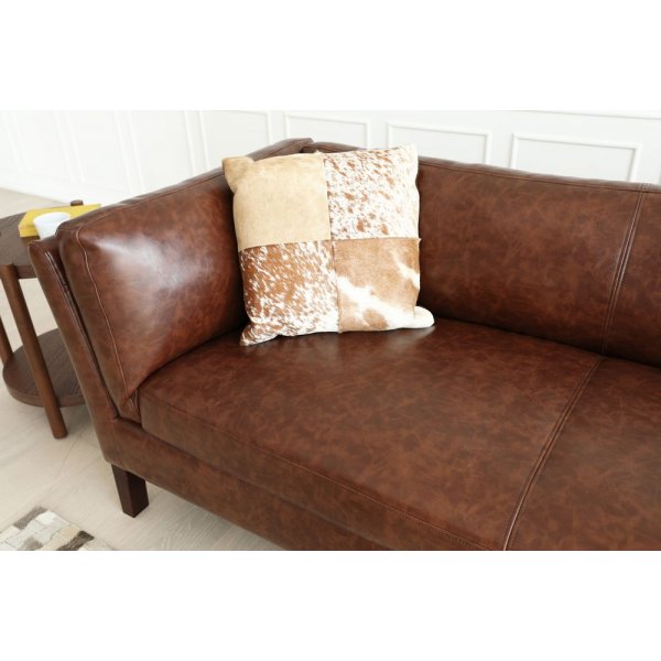 Soffa 3-sits brun vintage PU 198 cm - Heritage