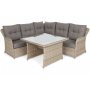 Hjrnesofa Bergamo med lnestol & bord - Beige/beige meleret