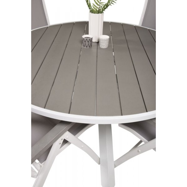 Ebbarp Matgrupp (ø140) - Vit/Grå - 4 Stolar Ebbarp Matgrupp (ø140) - Vit/Grå - 4 Stolar