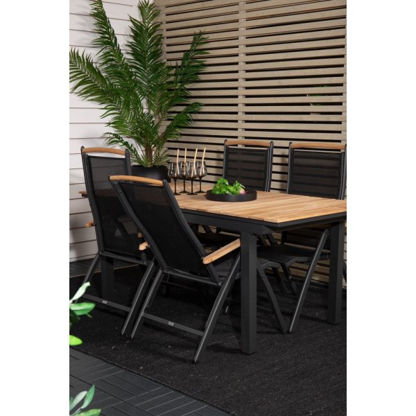 Maglehem Matgrupp (160x90) - Svart/Natur - 4 Stolar