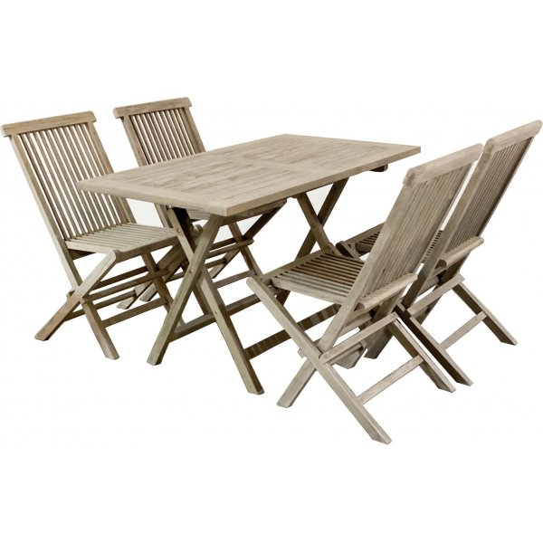 Salt sammenklappeligt spisebord i gr teak - 120x70 cm
