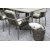Spisegruppe Saltö grå teak: Nedslået bord inkl. 4 grå Lincoln stelstole