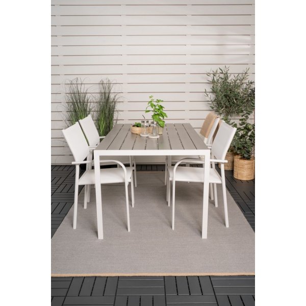 Ervalla Matgrupp (150x90) - Vit/Gr� - 4 Stolar