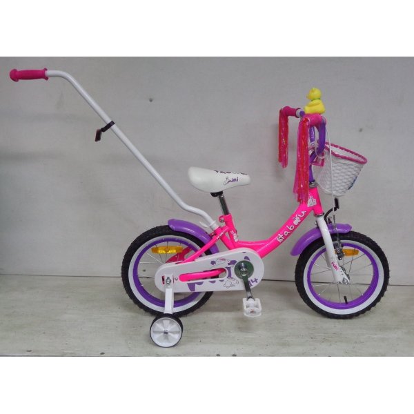 Barncykel 14\\\" Mini - Lila/Rosa/Vit