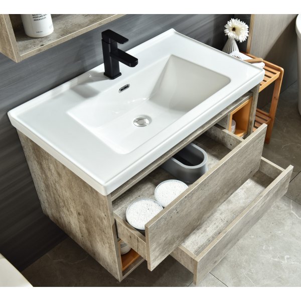 Kylpyhuonekalusteet Barcelona 80 cm - Betonijäljitelmä + WC-paperin pidike Kylpyhuonekalusteet Barcelona 80 cm - Betonijäljitelmä + WC-paperin pidike