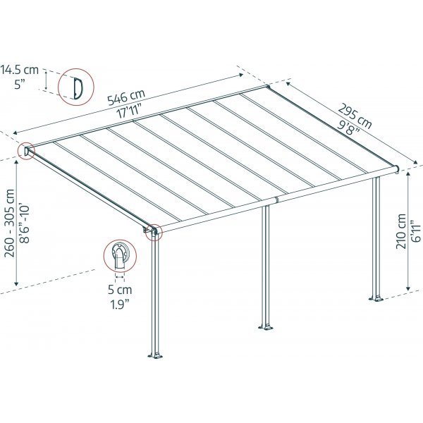 Canopia Olympia Balkontag i aluminium 3 x 5,5 - Mørkegrå/klart glas Canopia Olympia Balkontag i aluminium 3 x 5,5 - Mørkegrå/klart glas