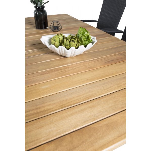 Malmby Matgrupp (180x90) - Svart/Natur - 6 Stolar