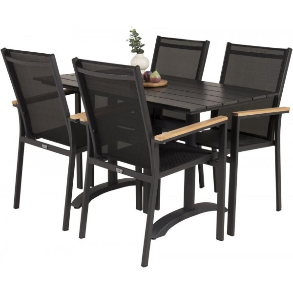 Dallaren Matgrupp (70x120) - Svart - 4 Stolar Dallaren Matgrupp (70x120) - Svart - 4 Stolar