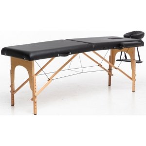 Massageb�nk med tr�ben - 2 zoner - sort