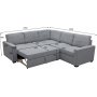 H�rnsoffa Belissa med b�ddfunktion och f�rvaring - 235x235 cm - m�rkgr�