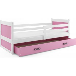 Juniors�ng �rhus med f�rvaringsl�da 90 cm - Vit/Rosa
