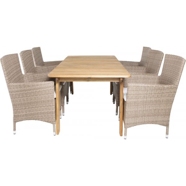 Malmby Matgrupp (180x90) - Natur - 6 Stolar
