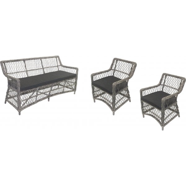Provence 3-Sitzer-Sofa mit 2 Sesseln aus Kunstrattan