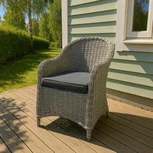 grå trädgårdsstol konstrotting aluminium utomhus 72x58x87 cm + rengöringsspray för utemöbler