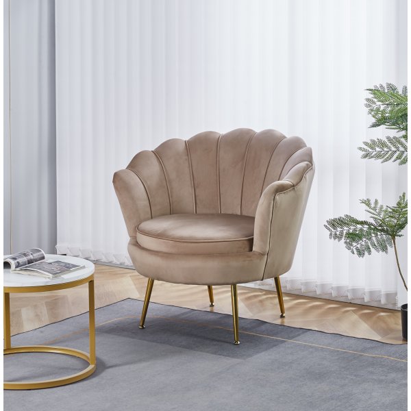 F�t�lj i m�rk beige sammet/m�ssing - Kingsley