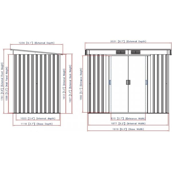 Frrd Pent Roof - 2,1 m