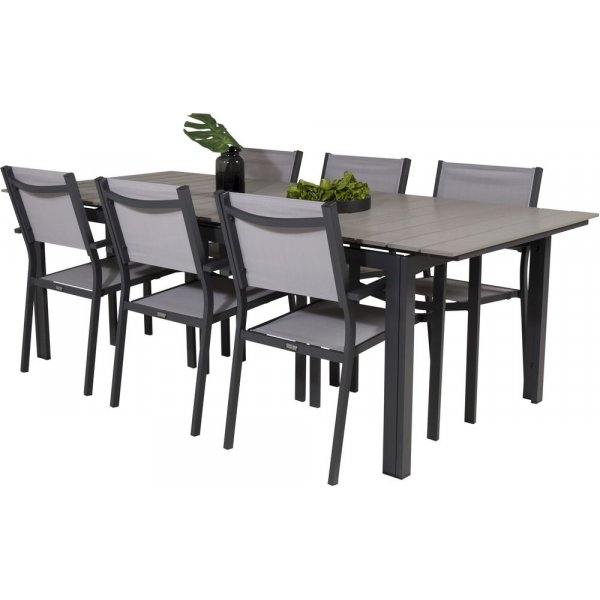 Prässebo Matgrupp (224x100) - Svart/Grå - 6 Stolar Prässebo Matgrupp (224x100) - Svart/Grå - 6 Stolar