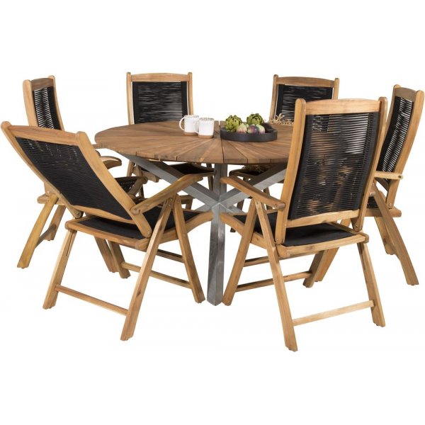 Salstad Matgrupp (ø140) - Natur/Silver - 6 Stolar Salstad Matgrupp (ø140) - Natur/Silver - 6 Stolar