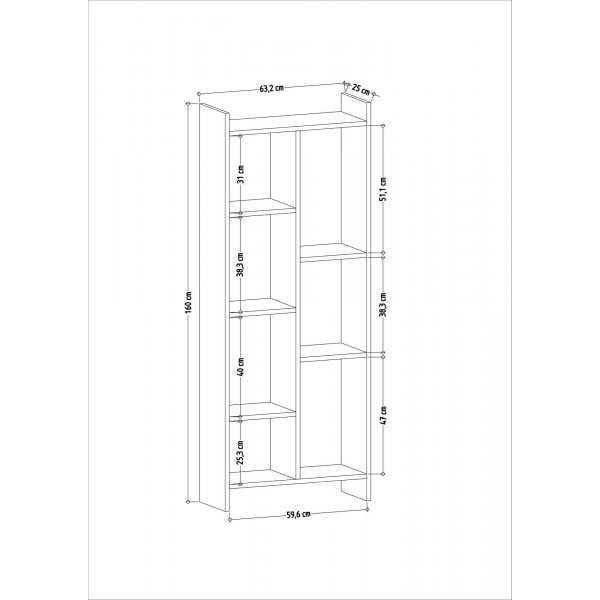 Eden bokhylla i ek h�jd 160 cm