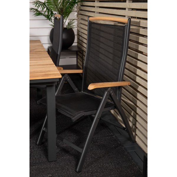 Maglehem Matgrupp (160x90) - Svart/Natur - 4 Stolar