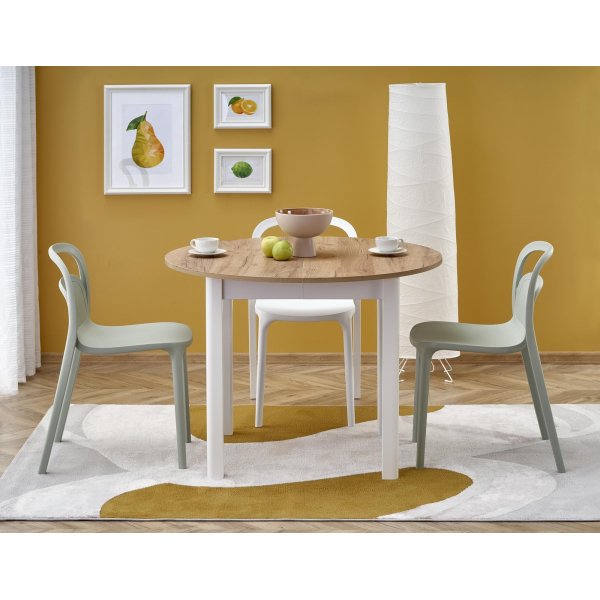 Matbord runt f�rl�ngningsbart ek/vit 102-142 cm - Berivan