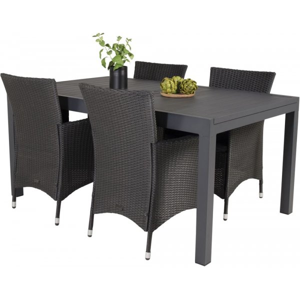 Holma Matgrupp (160x100) - Svart - 4 Stolar