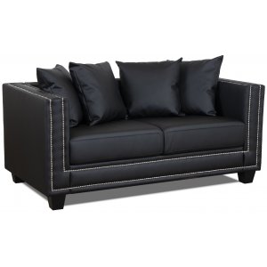 Tempel 2-sits soffa med nitar - Svart konstl�der