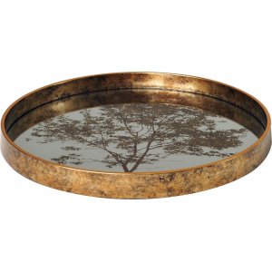 Golden serveringsbricka med spegelglas - Tr�d