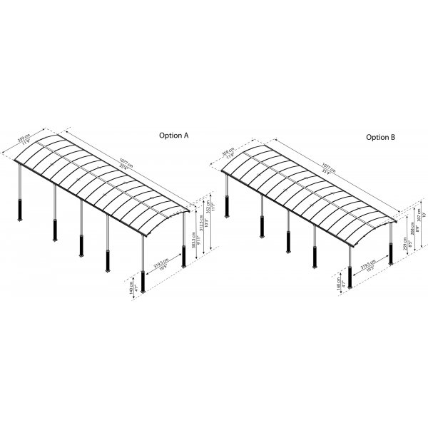 Canopia Alpine Carport i Metall För Husbil 3,6 x 11 - Grå Canopia Alpine Carport i Metall För Husbil 3,6 x 11 - Grå